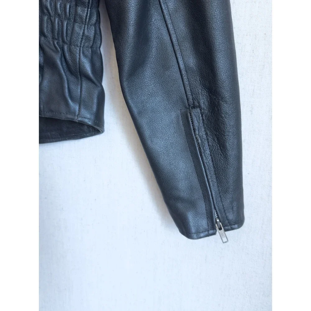 Barneys vtg black leather biker jacket‎ coat size M
